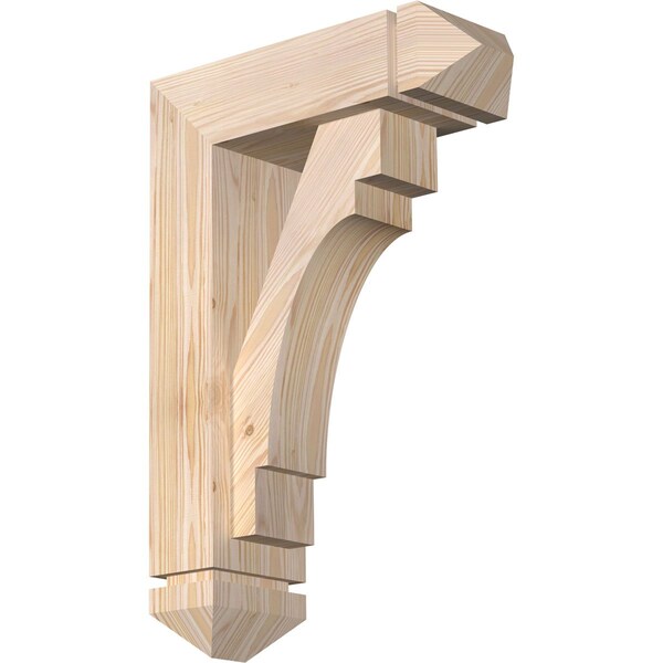Ekena Millwork Merced Arts and Crafts Smooth Bracket w/ Offset Brace, Douglas Fir, 5 1/2"W x 16"D x 24"H BKT0604X16X24MRC03SDF - main